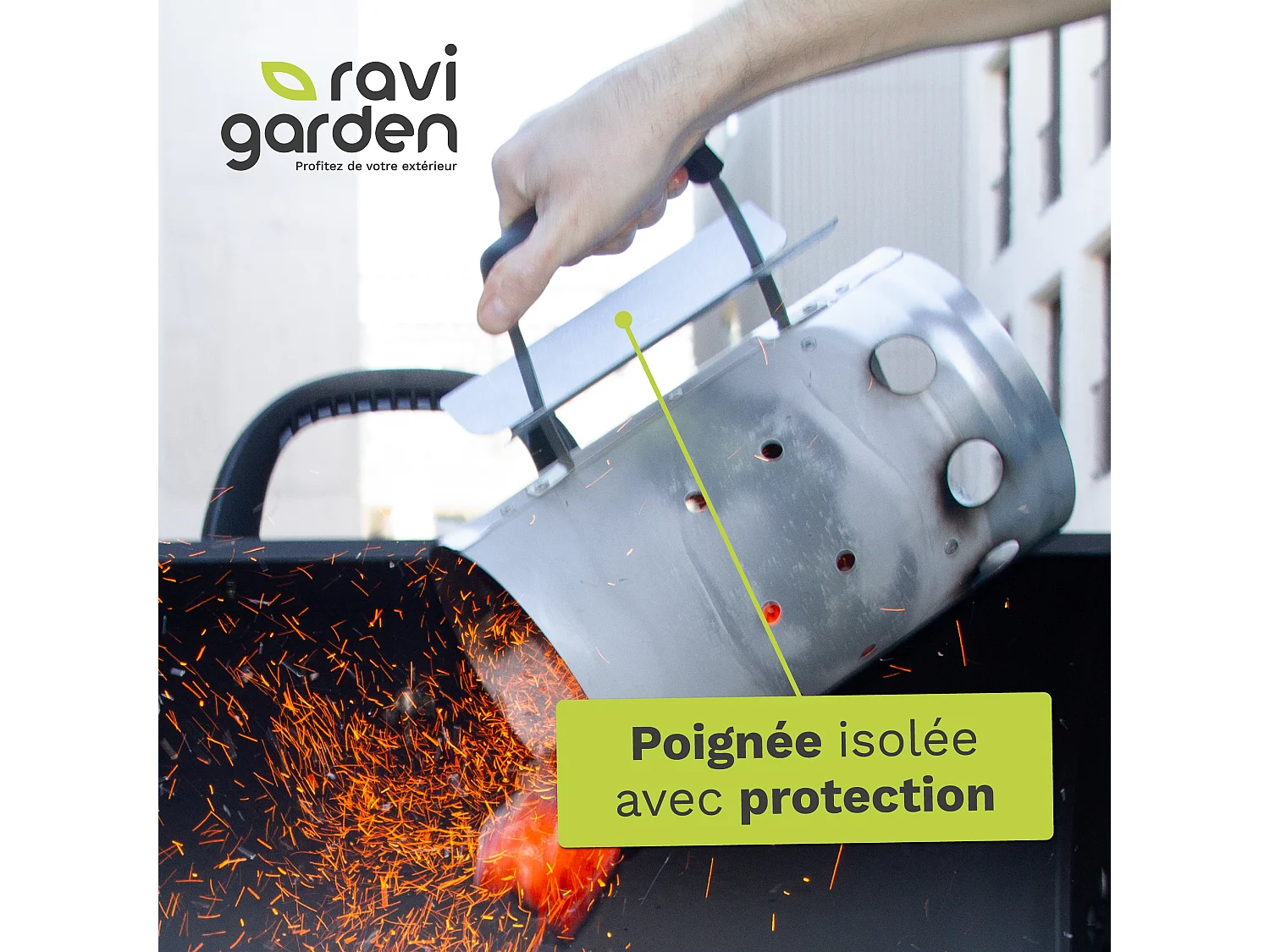 Cheminée Barbecue en Acier Galvanisé | Allume Barbecue Rapide & Efficace | Accessoire BBQ Charbon | Ravigarden
