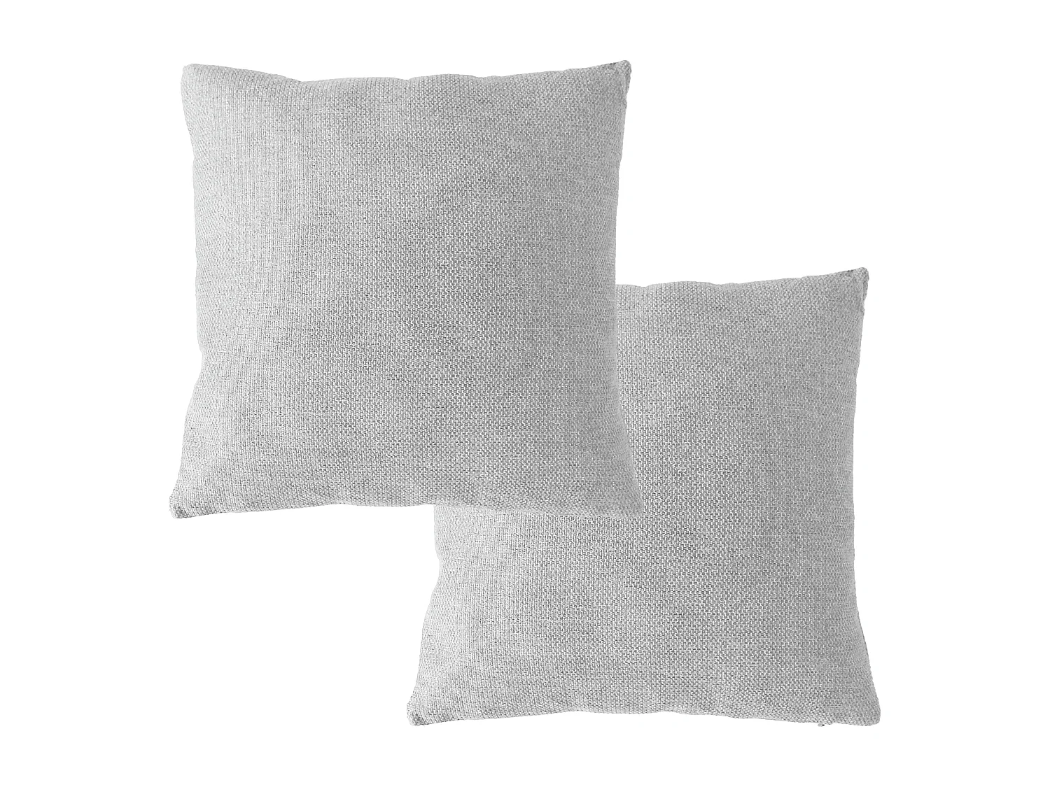 2 coussins canapé carré, déhoussable, gris clair chiné, velours chenillé tramé, collection lagarta