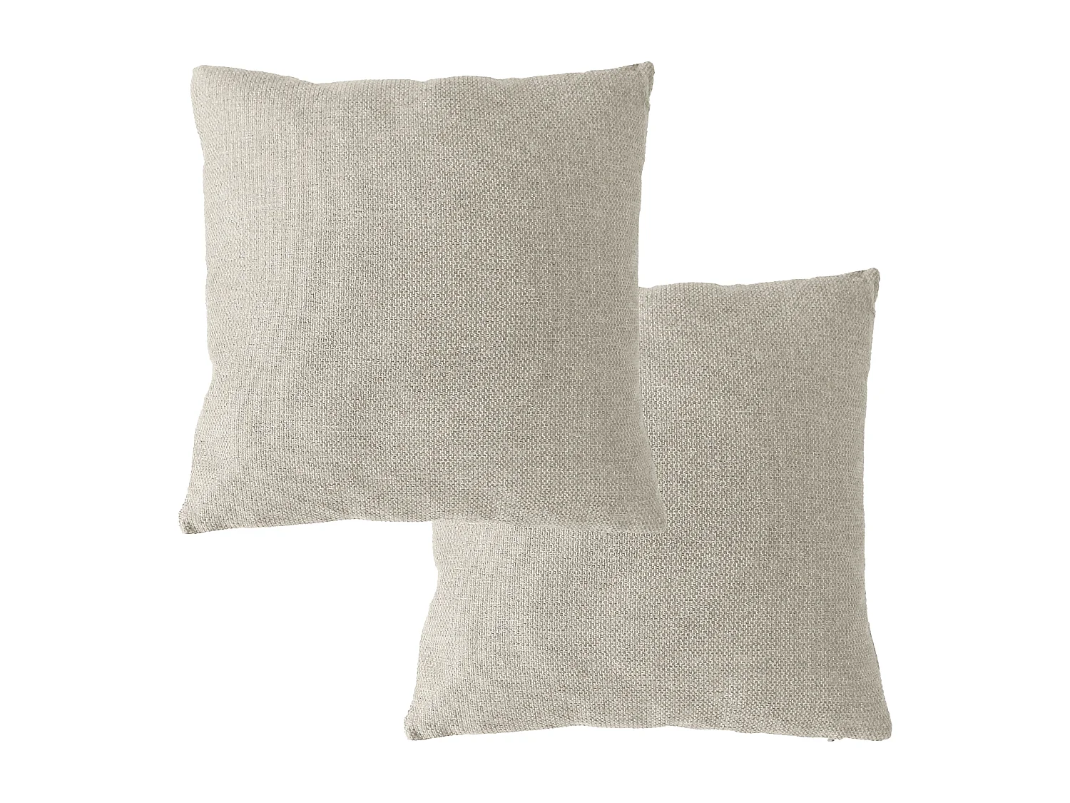 2 coussins canapé carré, déhoussable, beige clair chiné, velours chenillé tramé, collection lagarta