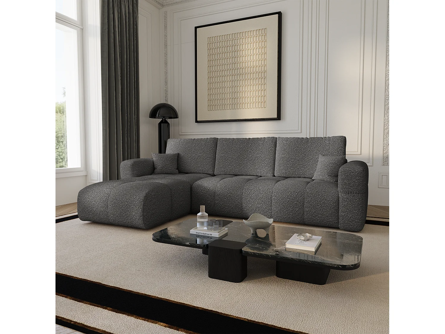 Canapé d'angle gauche convertible avec coffre VIBE