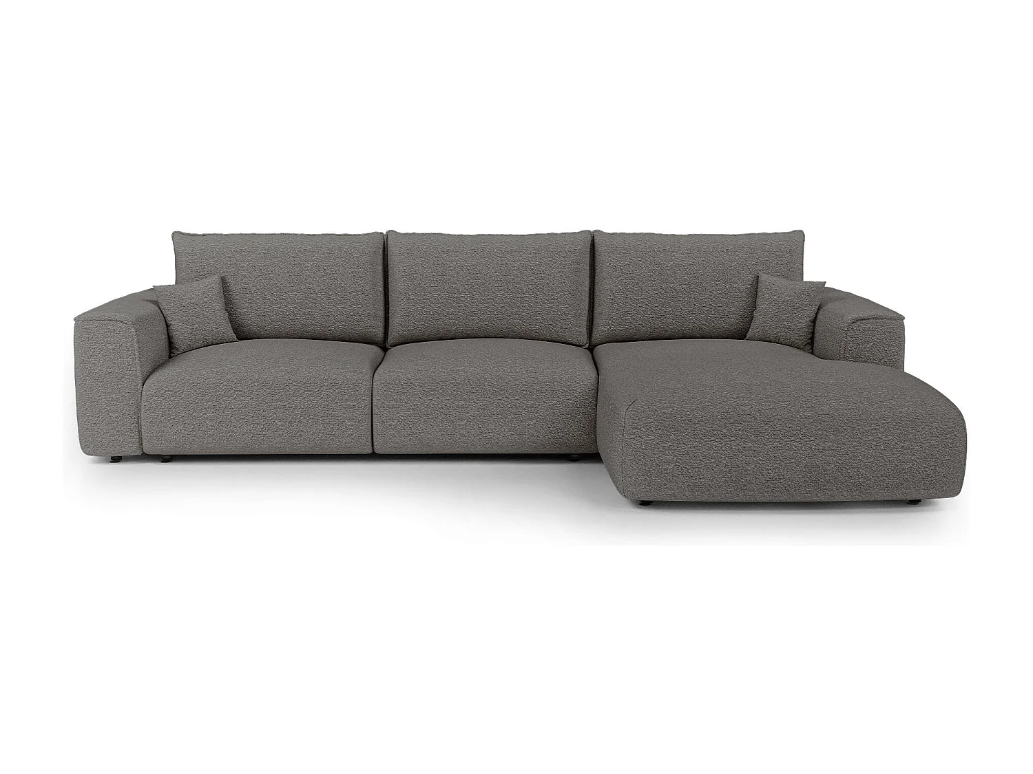 Canapé d'angle droit convertible avec coffre COMO en Tissu bouclette