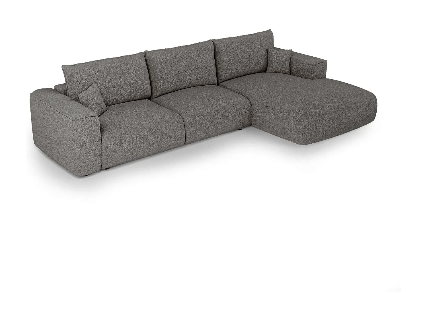 Canapé d'angle droit convertible avec coffre COMO en Tissu bouclette