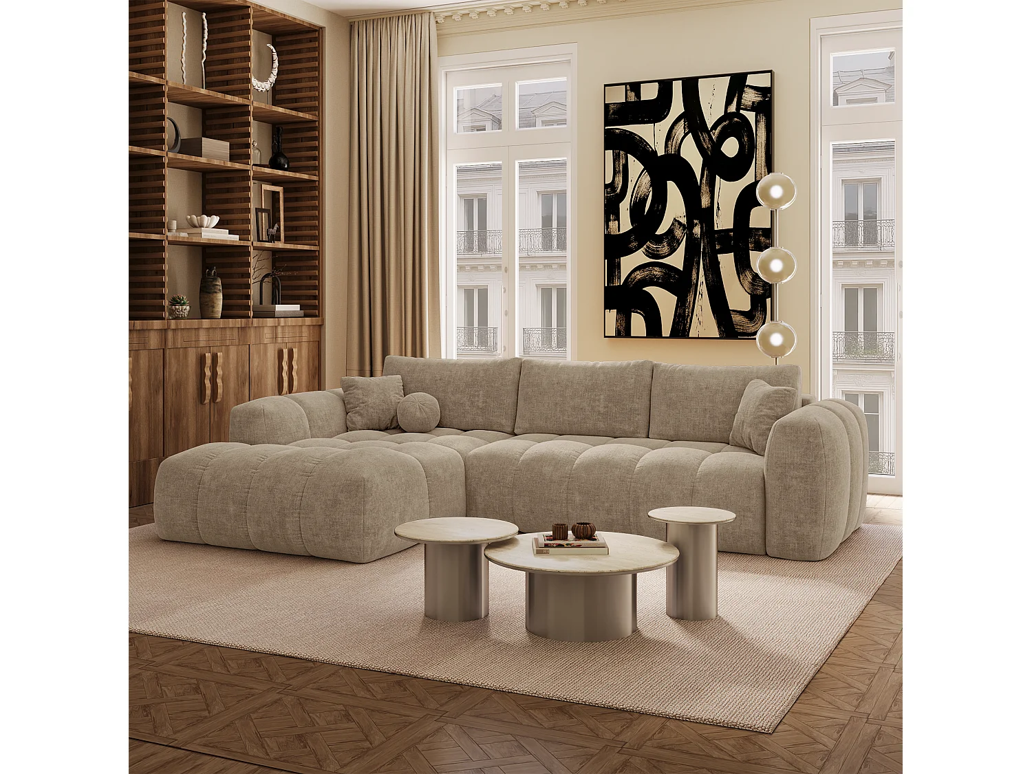 Canapé d'angle gauche convertible avec coffre SKY