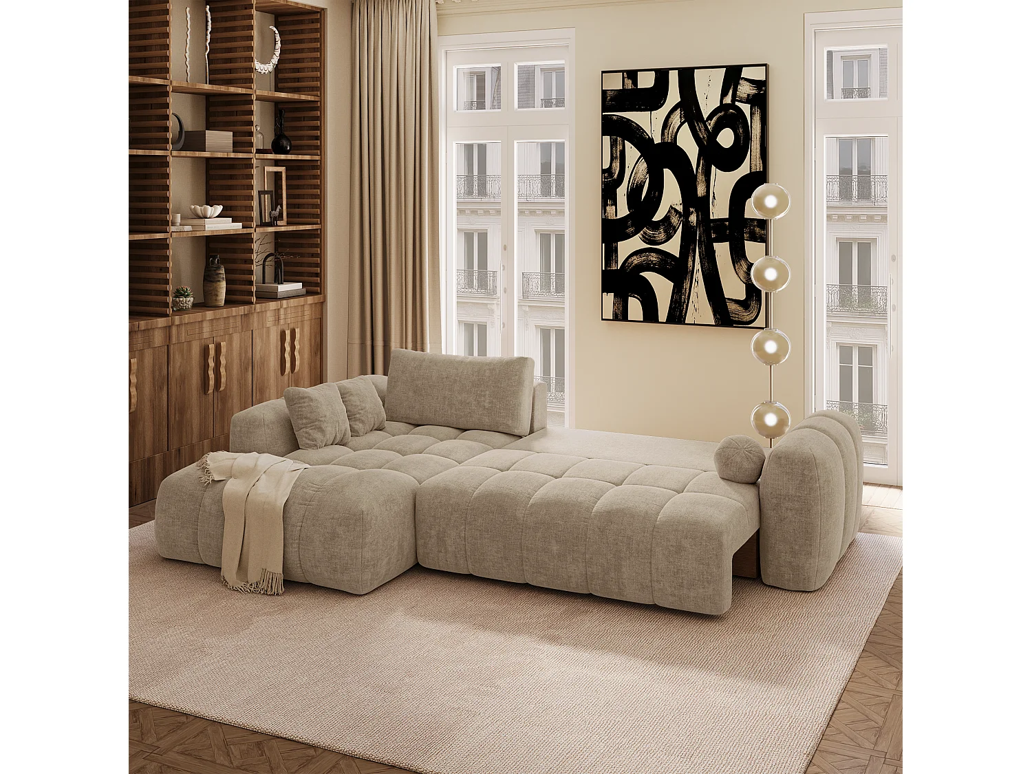 Canapé d'angle gauche convertible avec coffre SKY