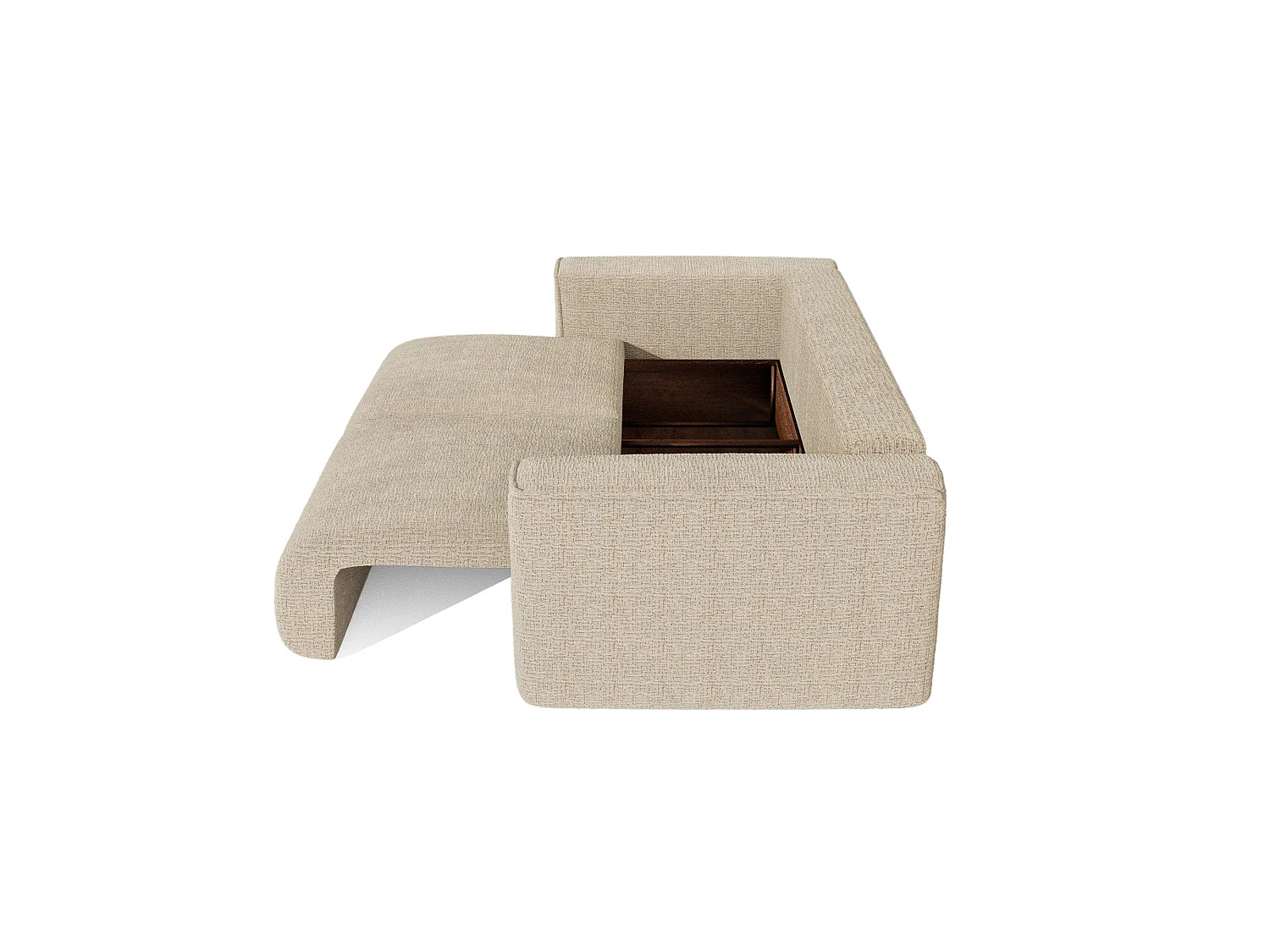 Canapé convertible avec coffre COMO en Tissu tramé toucher doux