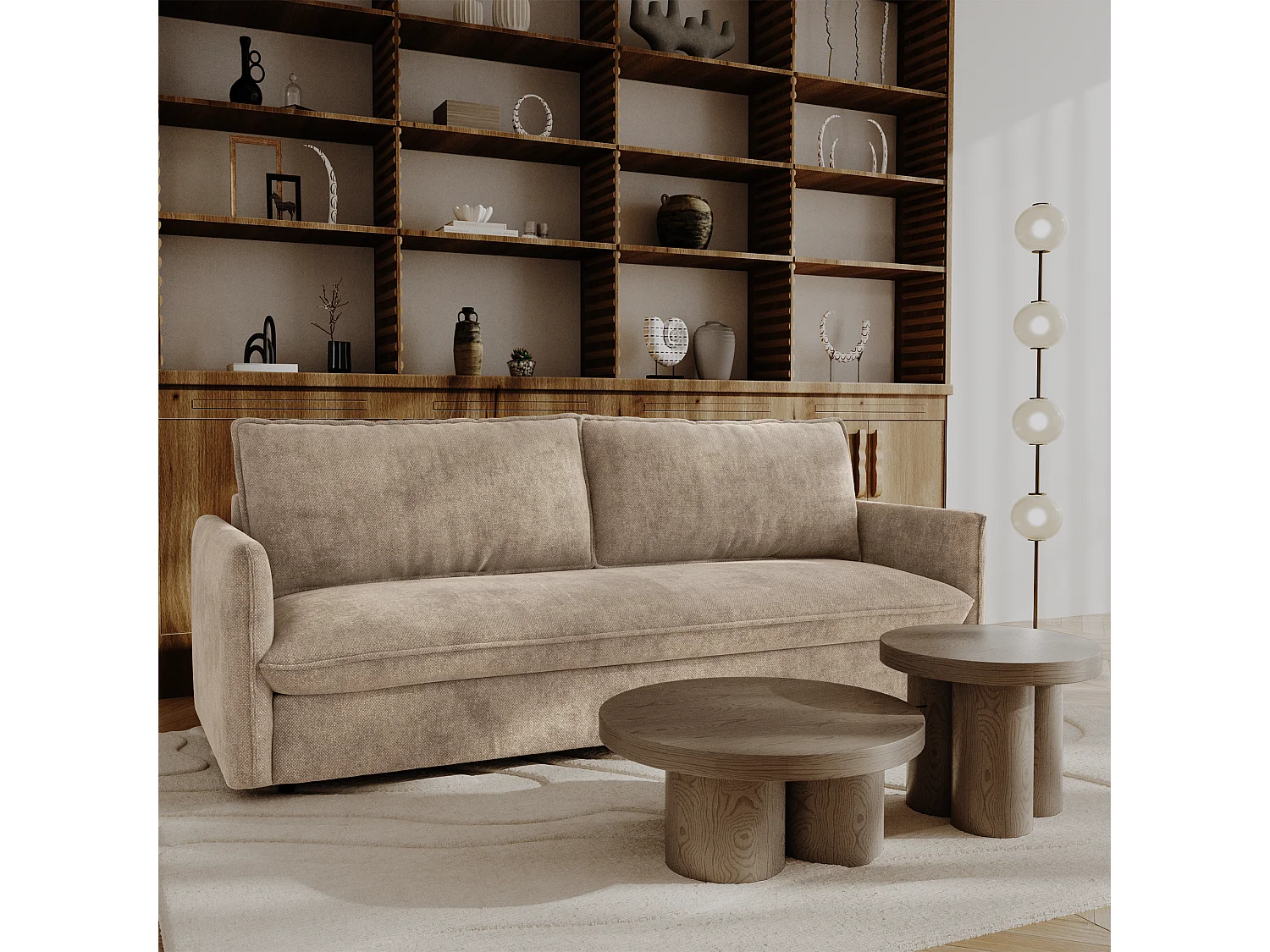 Canapé convertible express AVA en Tissu tramé Taupe