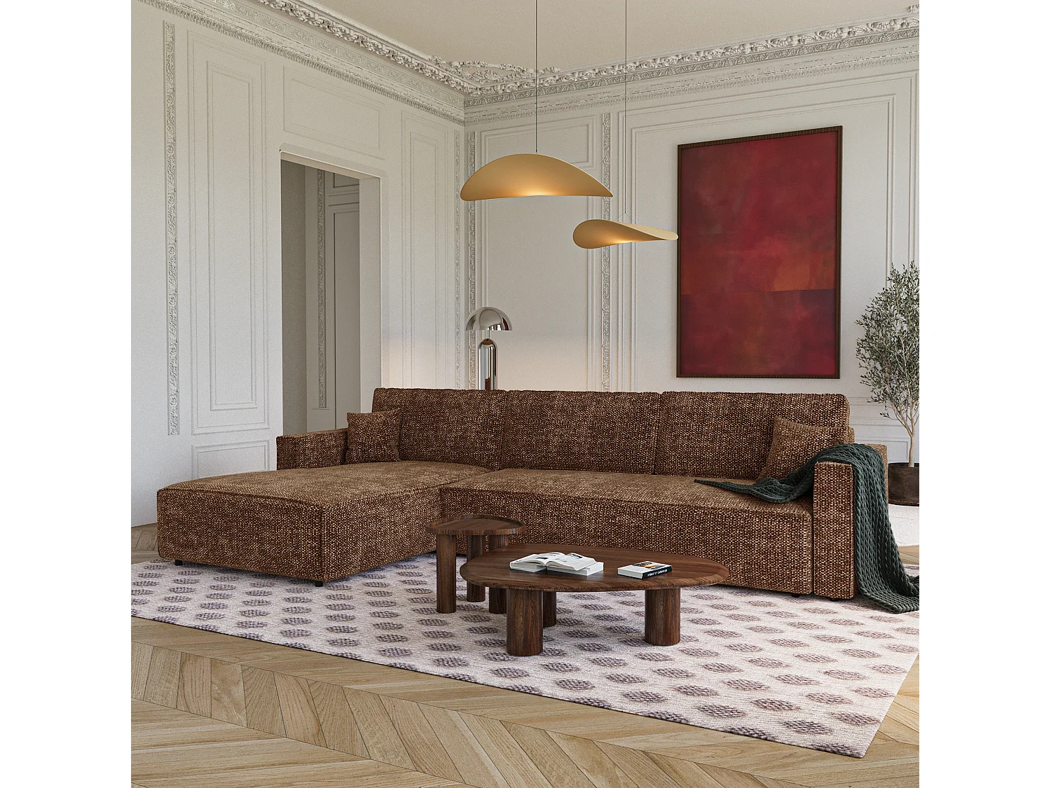 Canapé d'angle gauche convertible avec coffre