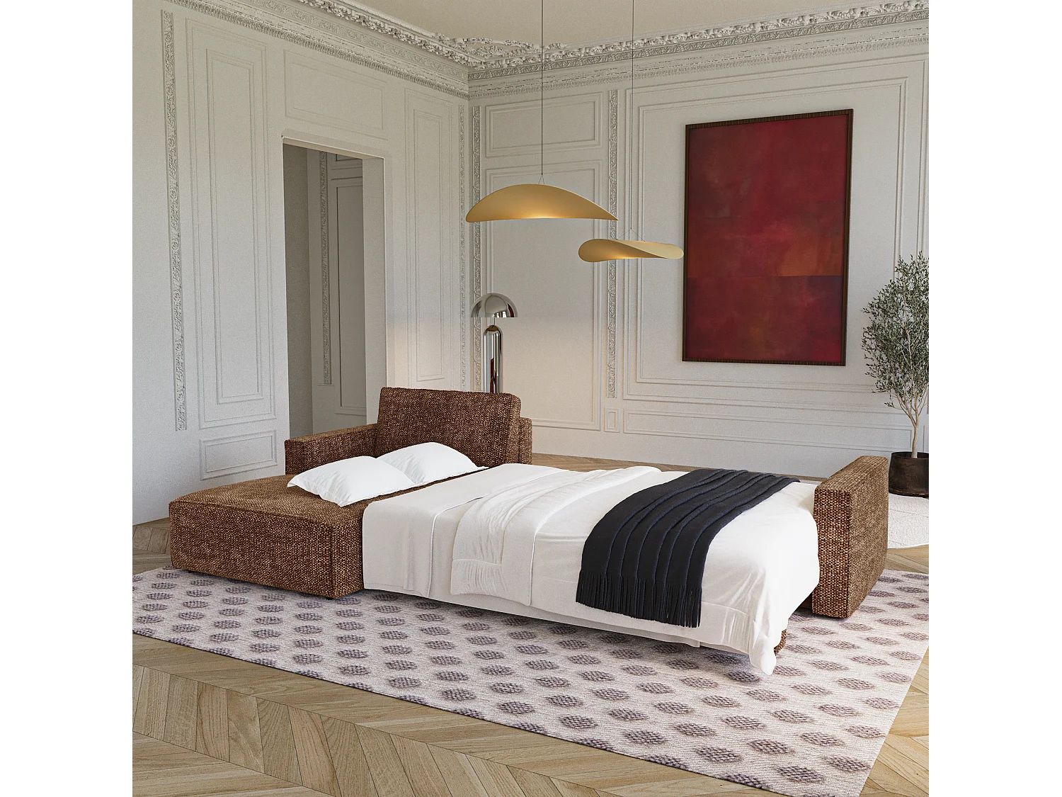 Canapé d'angle gauche convertible avec coffre