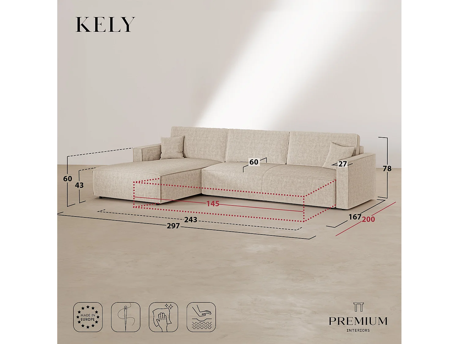 Canapé d'angle gauche convertible avec coffre