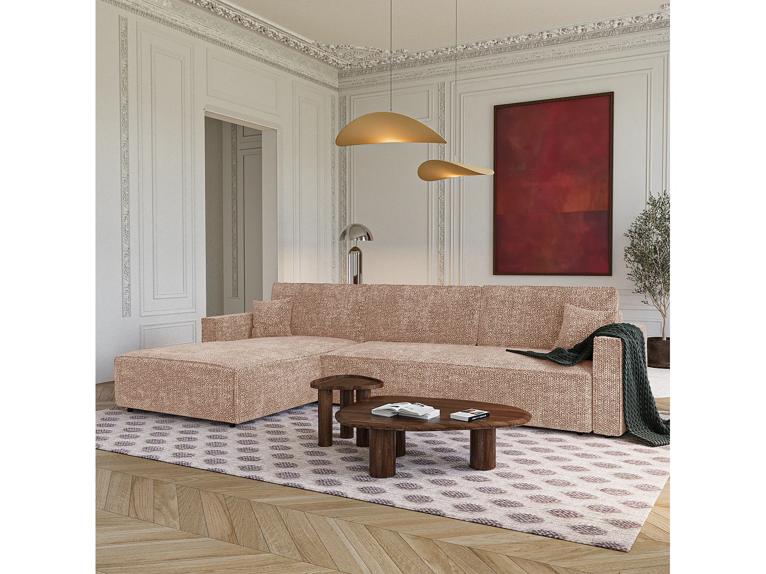 Canapé d'angle gauche convertible avec coffre