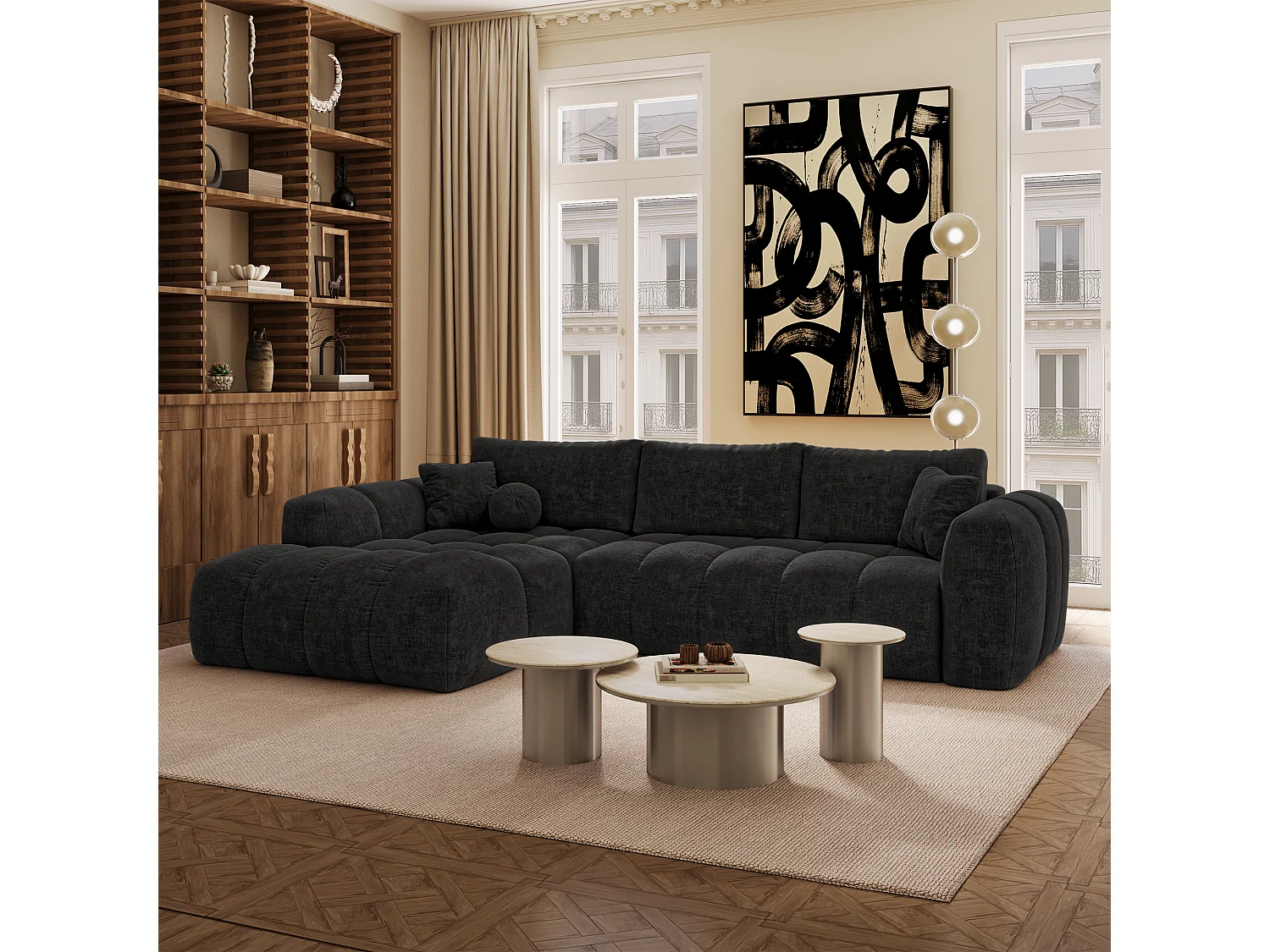 Canapé d'angle gauche convertible avec coffre SKY