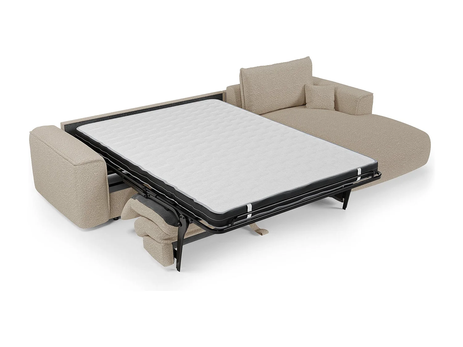 Canapé d'angle droit convertible express COMO en Tissu bouclette