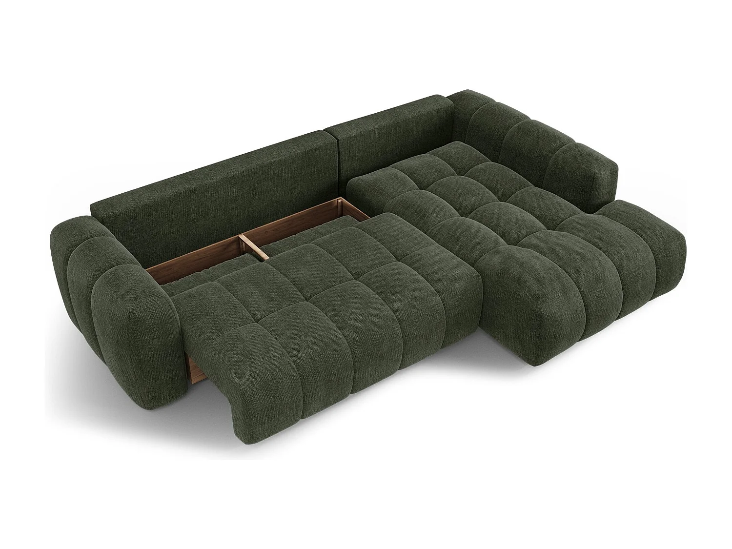 Canapé d'angle droit convertible avec coffre SKY en Tissu tramé