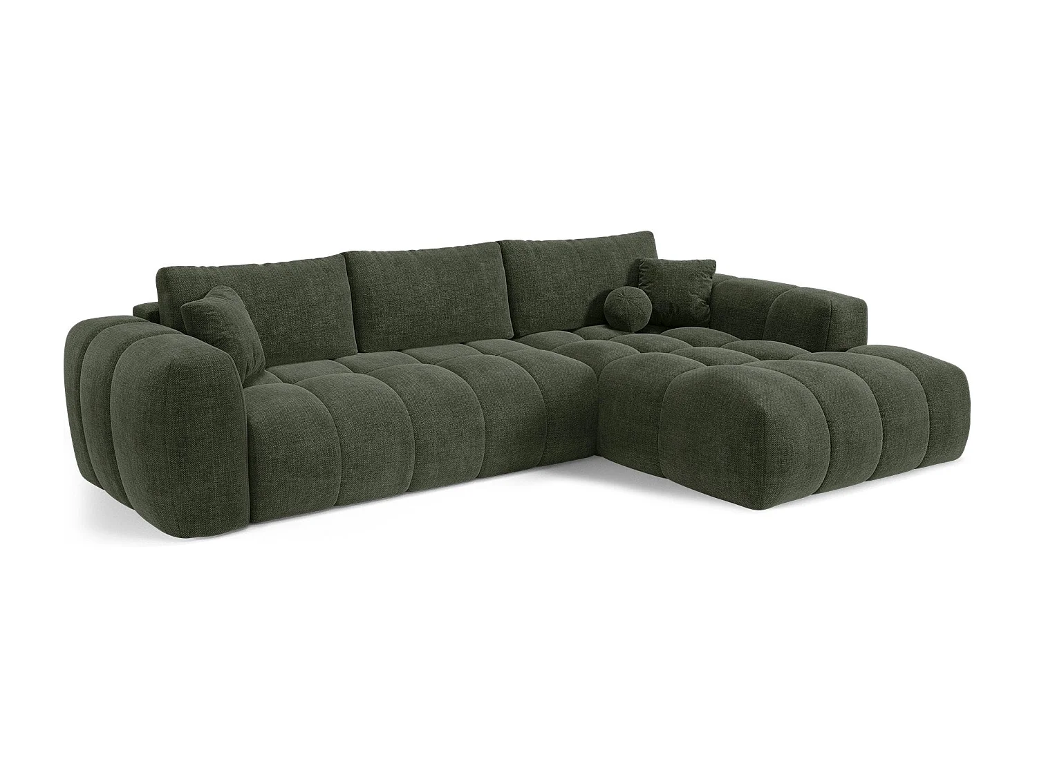 Canapé d'angle droit convertible avec coffre SKY en Tissu tramé