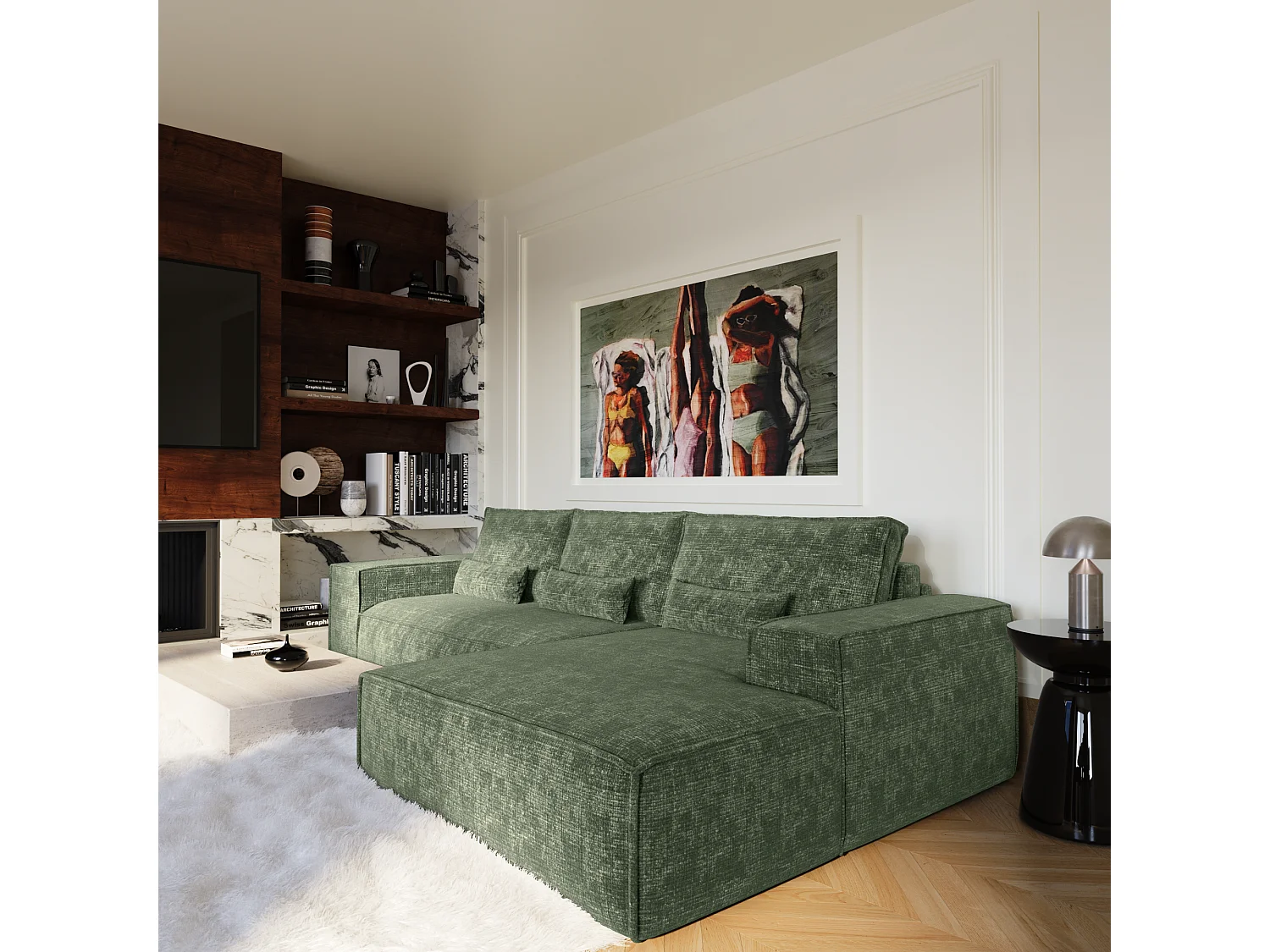 Canapé d'angle droit convertible express JUNE