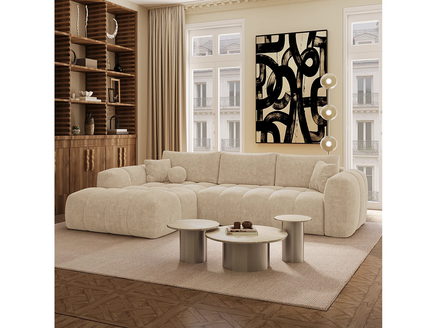 Canapé d'angle gauche convertible avec coffre SKY