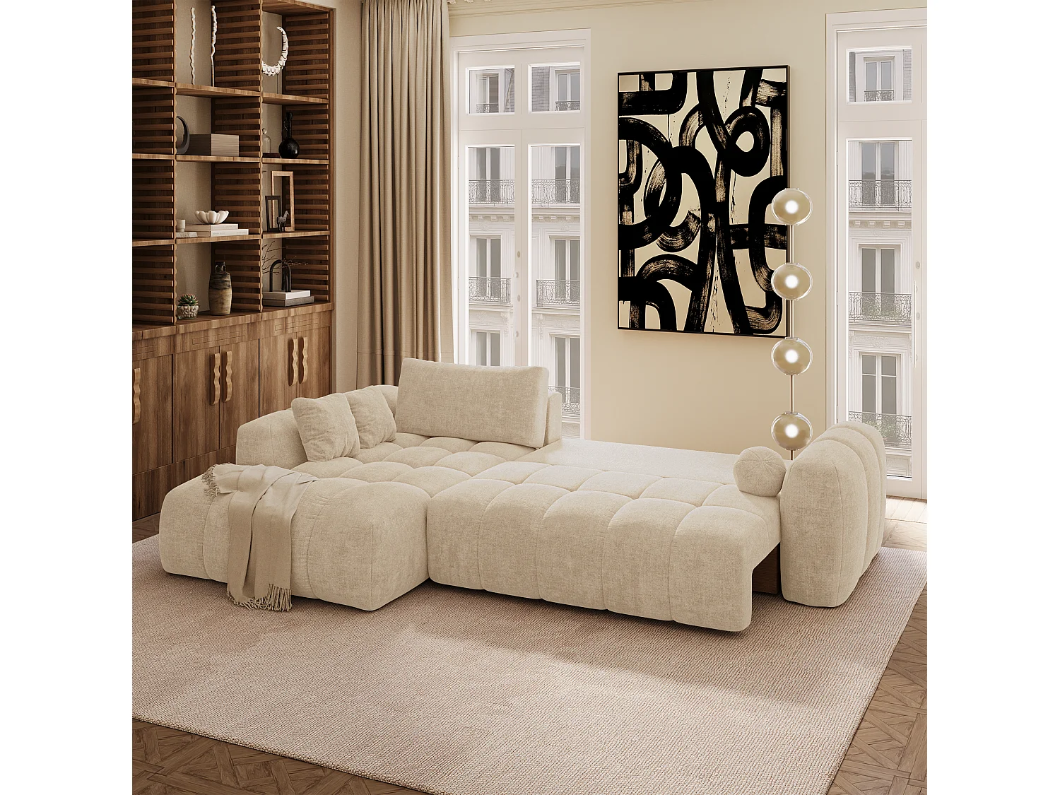 Canapé d'angle gauche convertible avec coffre SKY