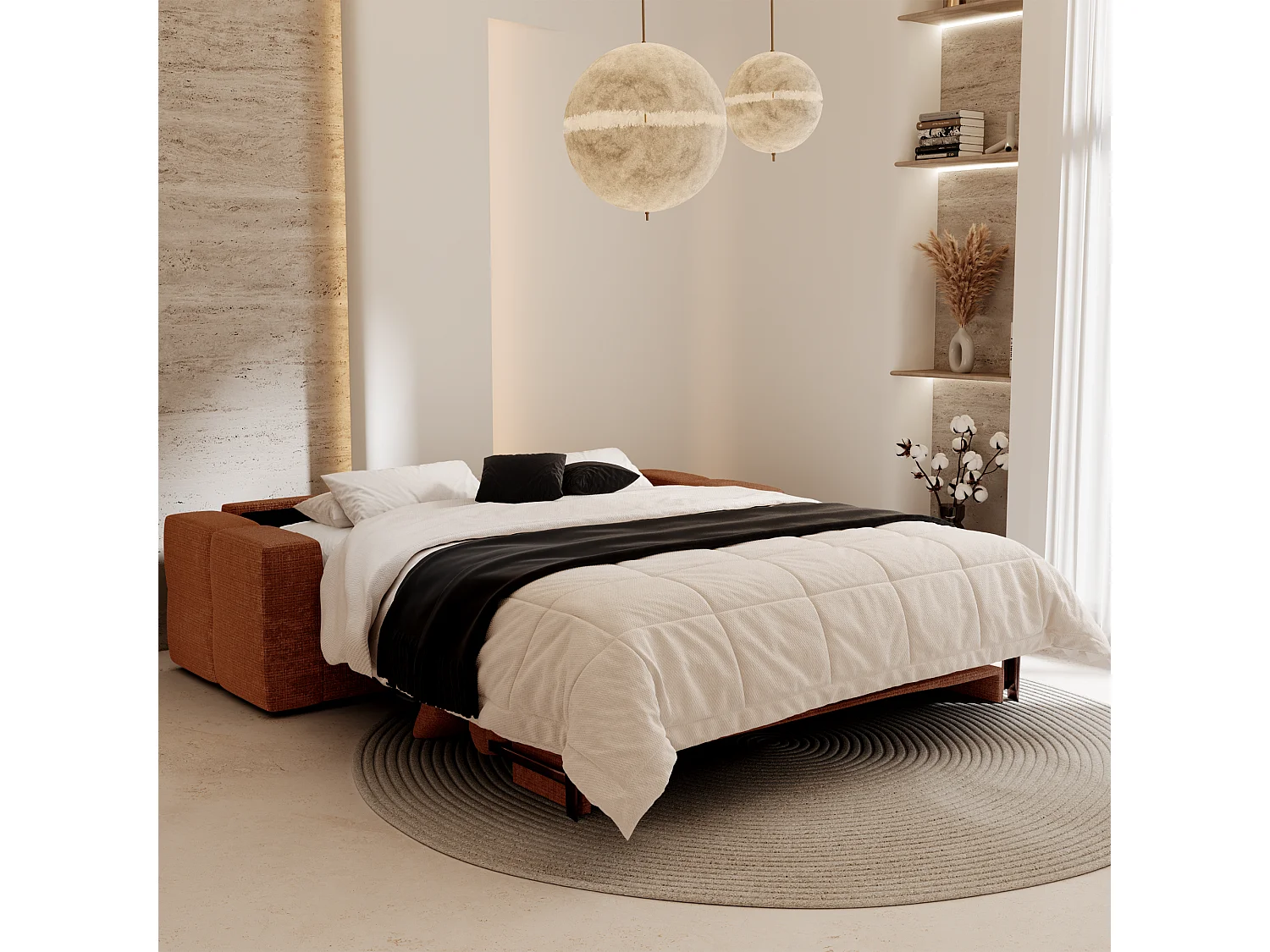 Canapé convertible express VIBE en Velours gaufré