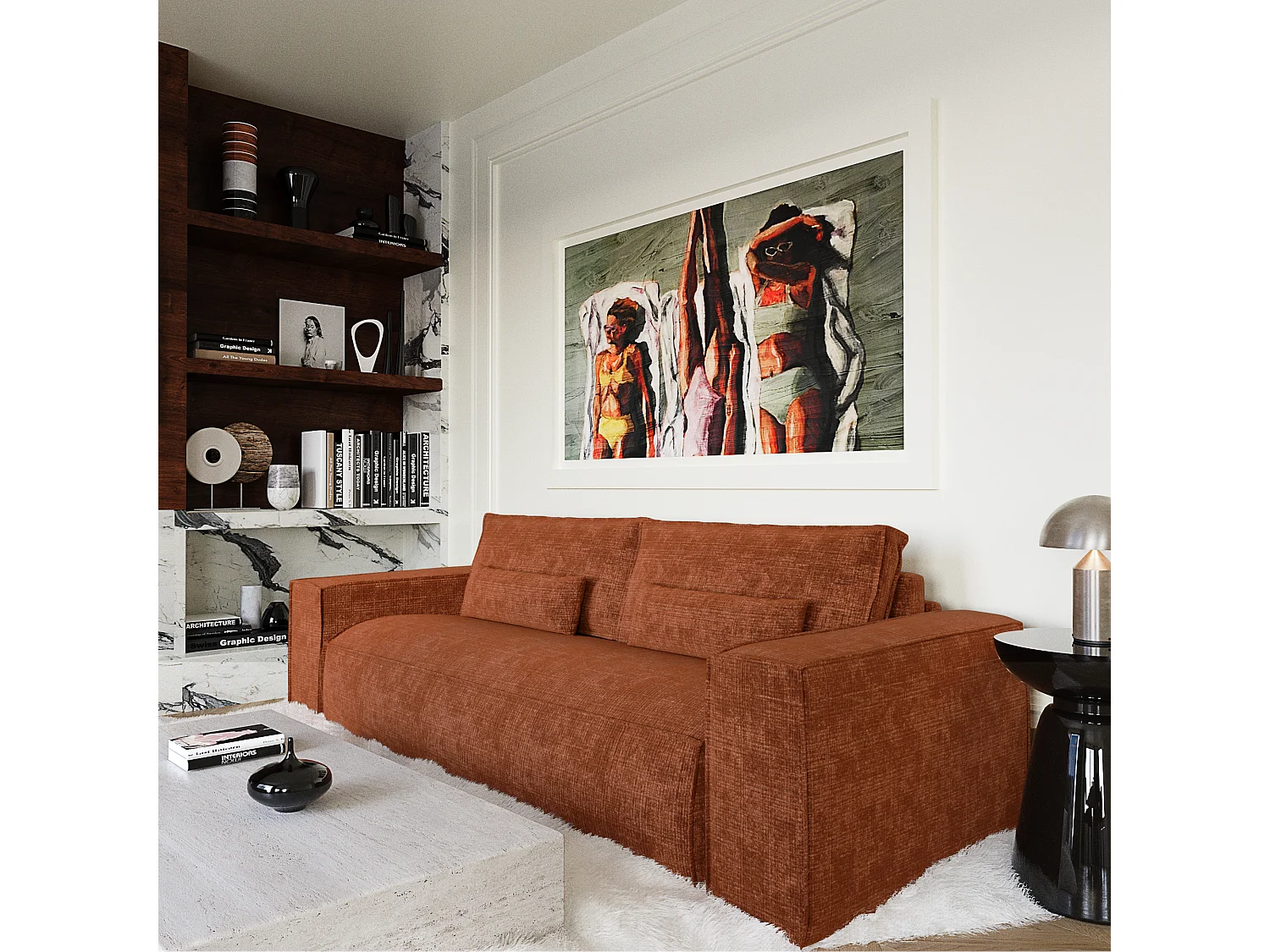 Canapé convertible express JUNE en Velours gaufré