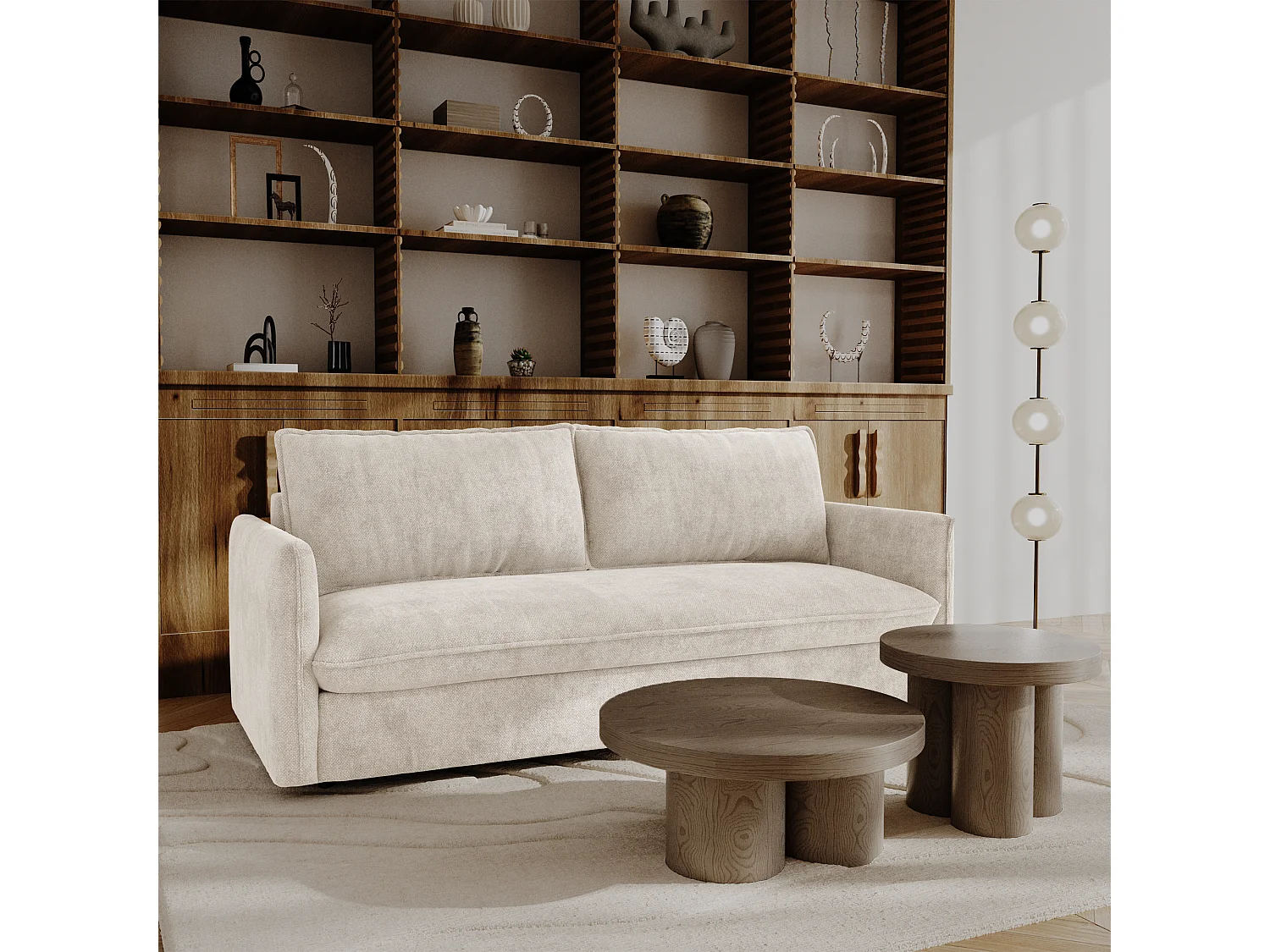 Canapé convertible express AVA en Tissu tramé Beige