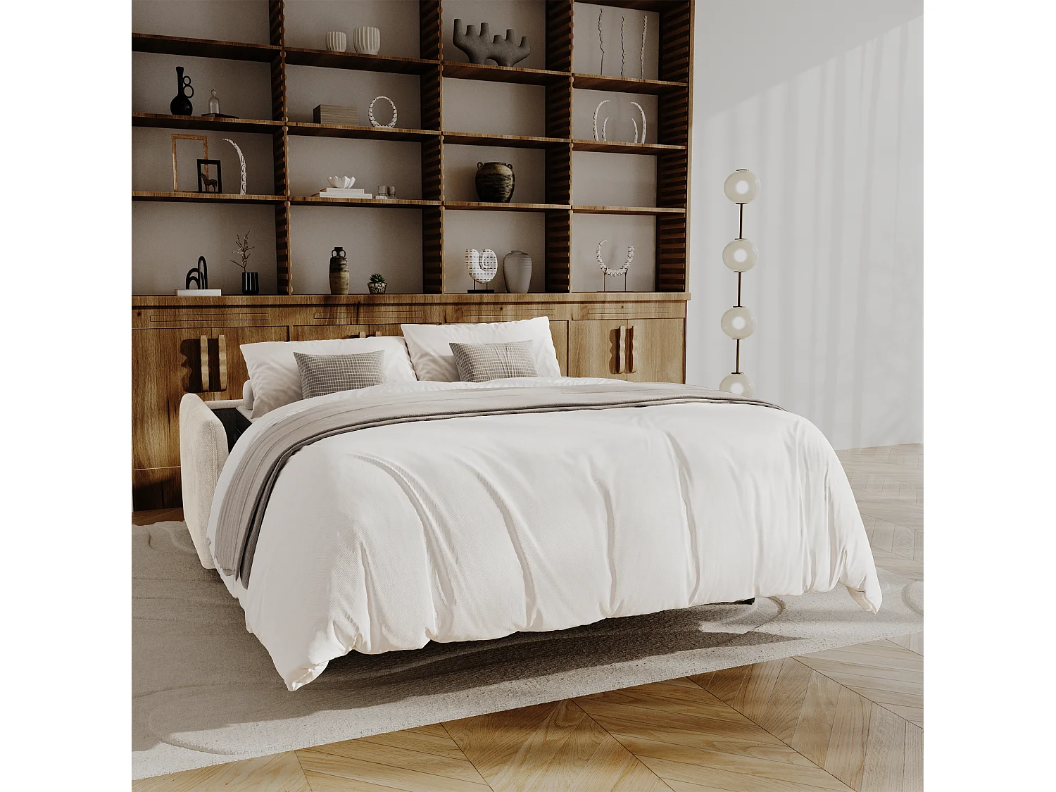 Canapé convertible express AVA en Tissu tramé Beige