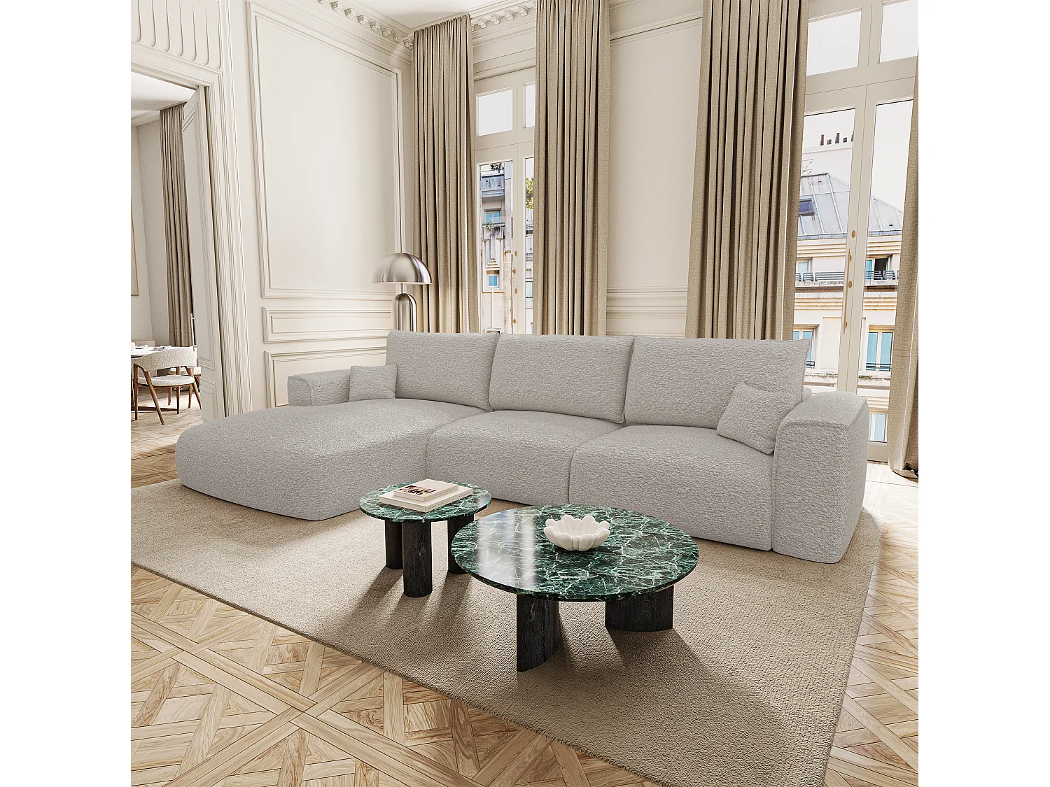 Canapé d'angle gauche convertible avec coffre COMO