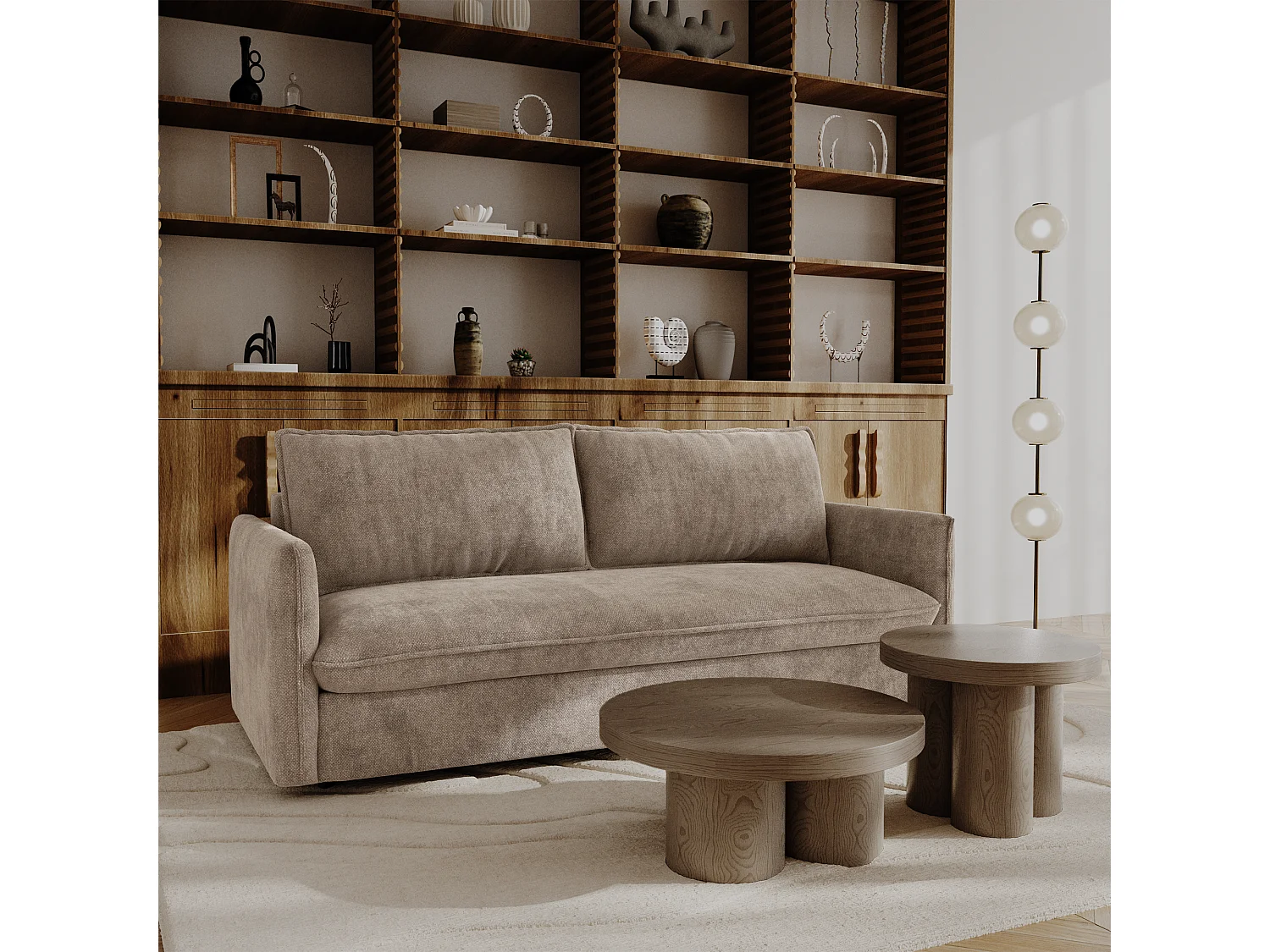 Canapé convertible express AVA en Tissu tramé Taupe