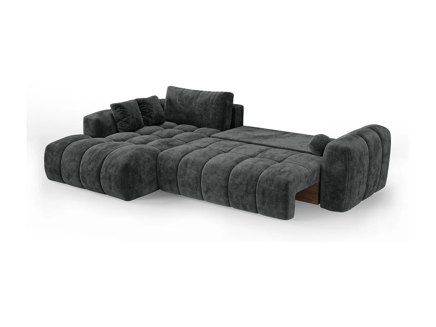 Canapé d'angle gauche convertible avec coffre SKY en Velours gaufré