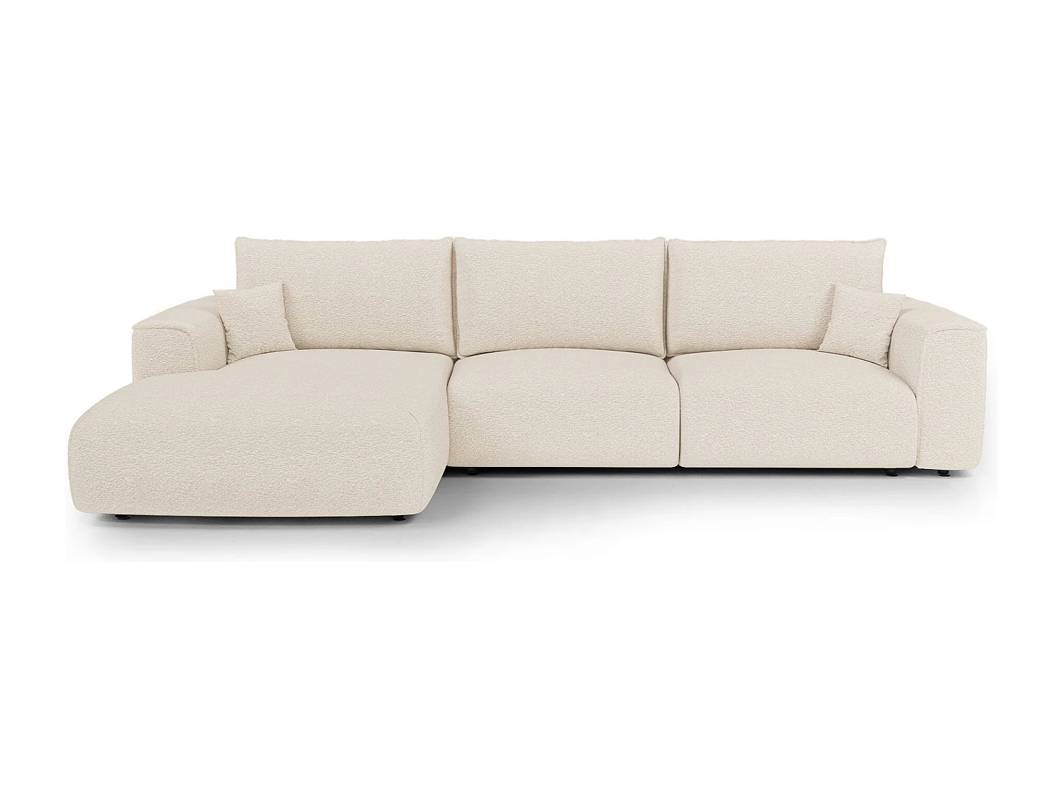 Canapé d'angle gauche convertible avec coffre COMO en Tissu bouclette