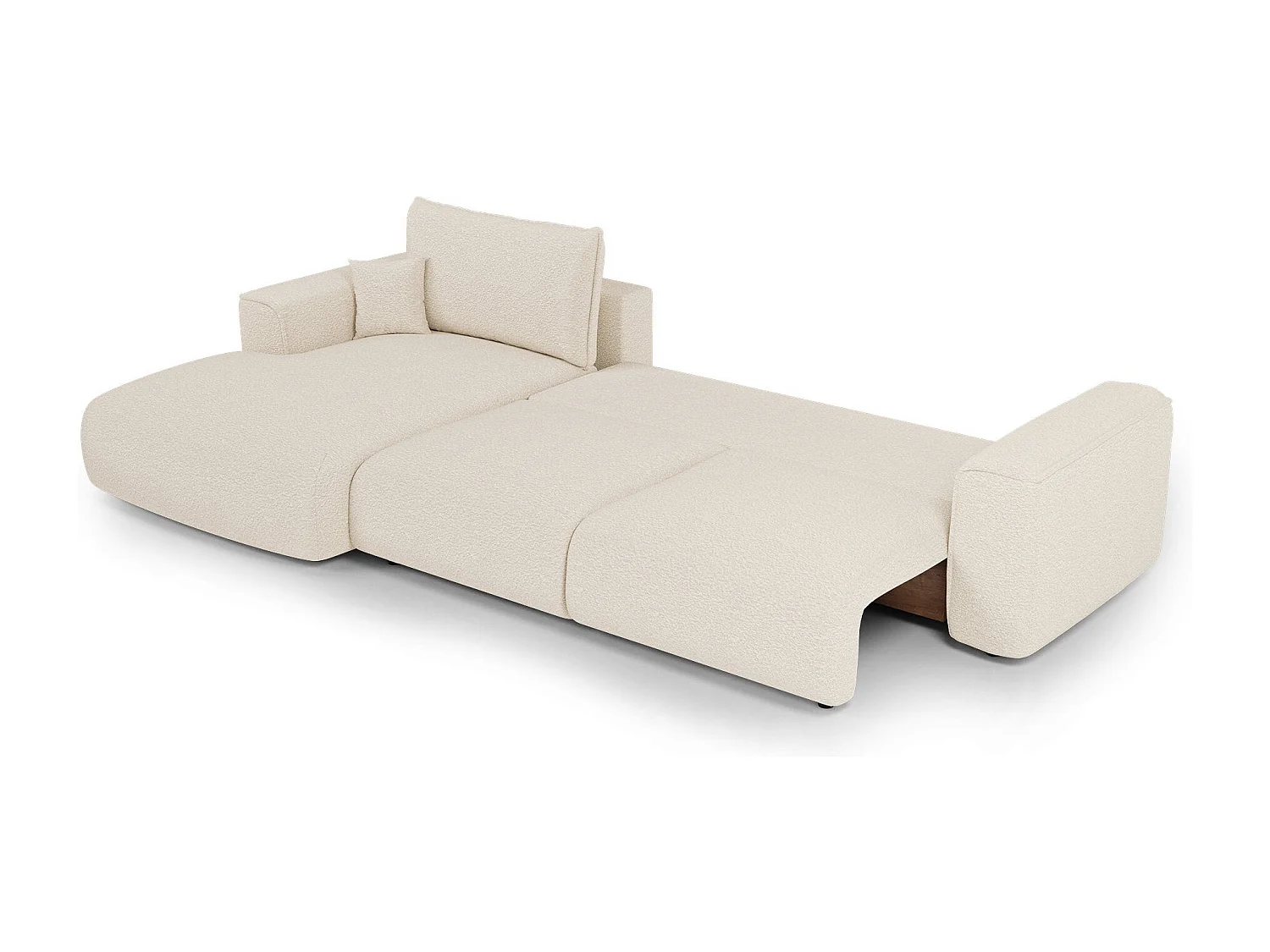 Canapé d'angle gauche convertible avec coffre COMO en Tissu bouclette