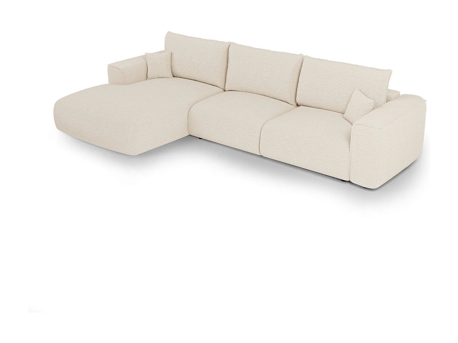 Canapé d'angle gauche convertible avec coffre COMO en Tissu bouclette