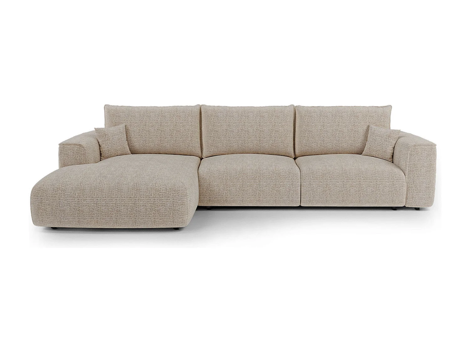 Canapé d'angle gauche convertible avec coffre COMO en Tissu tramé toucher doux