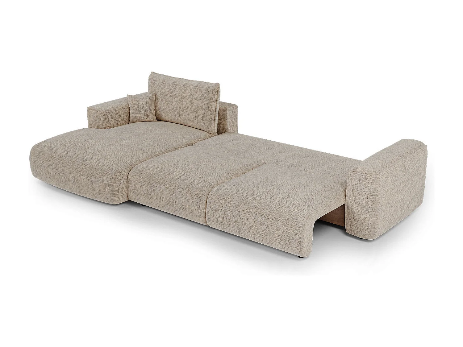 Canapé d'angle gauche convertible avec coffre COMO en Tissu tramé toucher doux