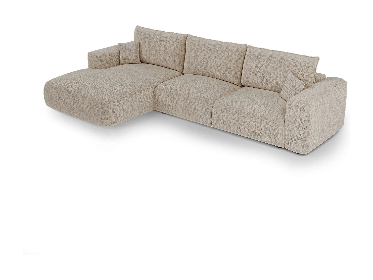 Canapé d'angle gauche convertible avec coffre COMO en Tissu tramé toucher doux