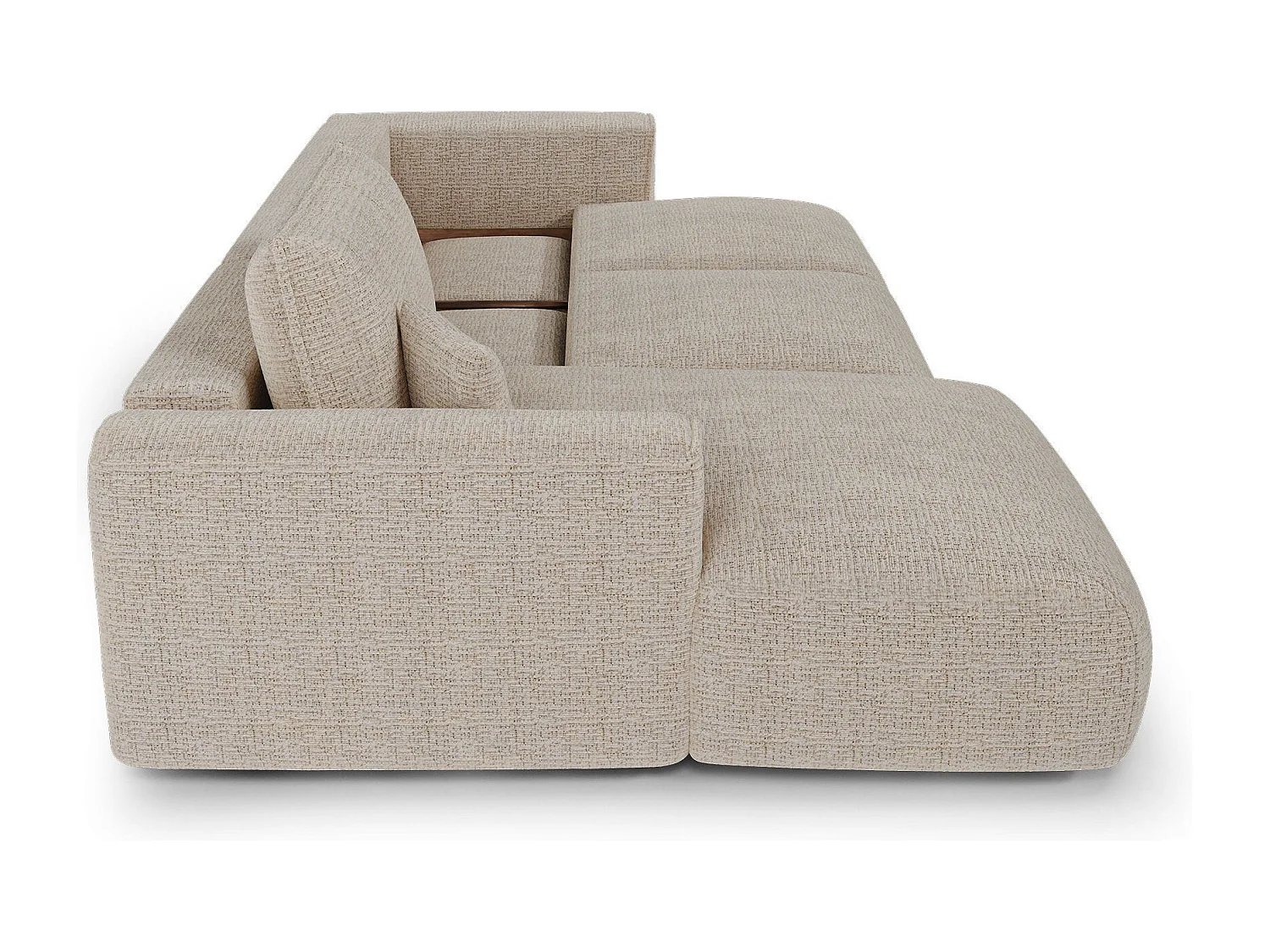 Canapé d'angle gauche convertible avec coffre COMO en Tissu tramé toucher doux