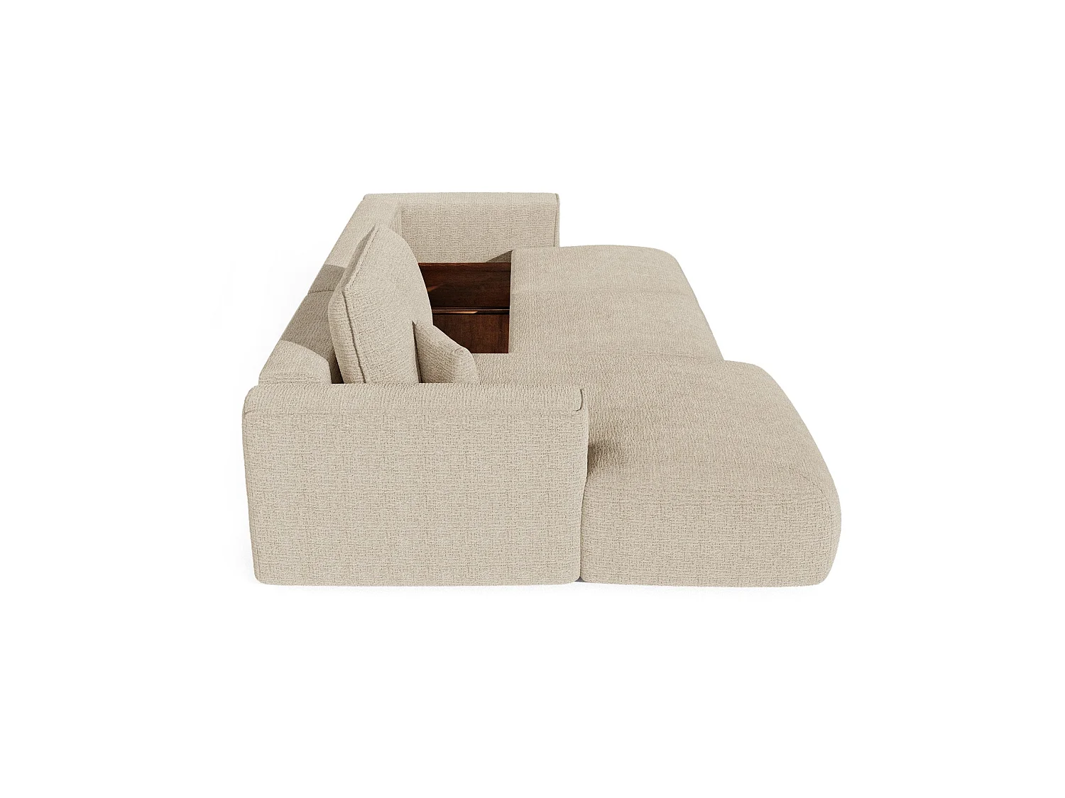 Canapé d'angle gauche convertible avec coffre COMO en Tissu tramé toucher doux