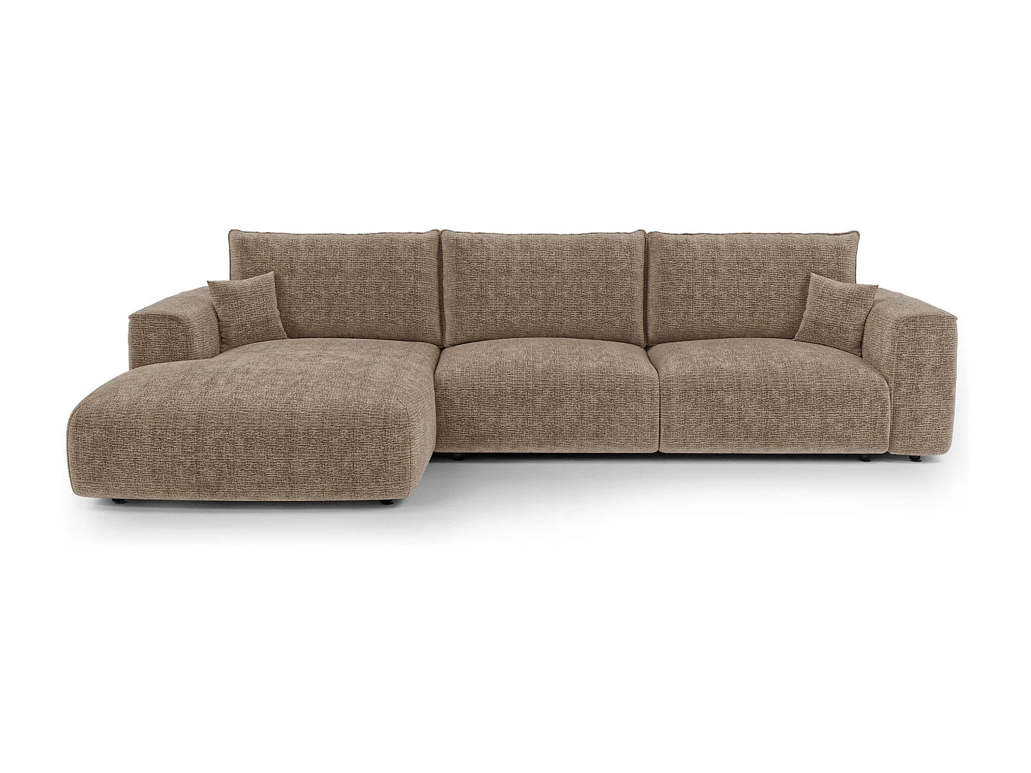 Canapé d'angle gauche convertible avec coffre COMO en Tissu tramé toucher doux