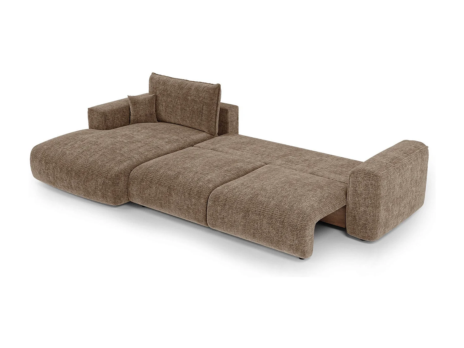 Canapé d'angle gauche convertible avec coffre COMO en Tissu tramé toucher doux