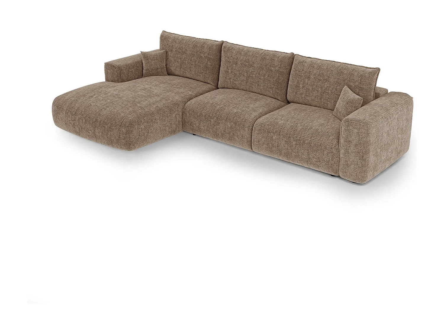 Canapé d'angle gauche convertible avec coffre COMO en Tissu tramé toucher doux