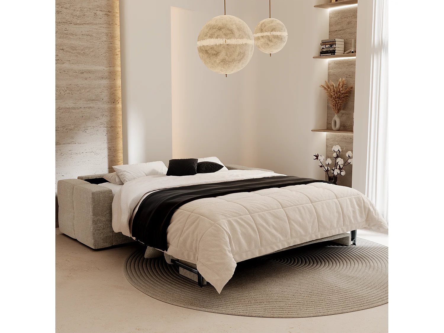 Canapé convertible express VIBE en Velours gaufré