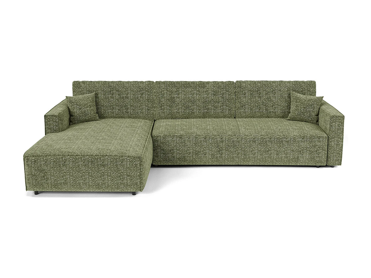 Canapé d'angle gauche convertible avec coffre  en Tissu effet tweed
