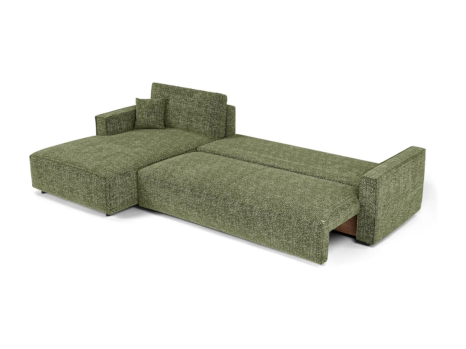 Canapé d'angle gauche convertible avec coffre  en Tissu effet tweed