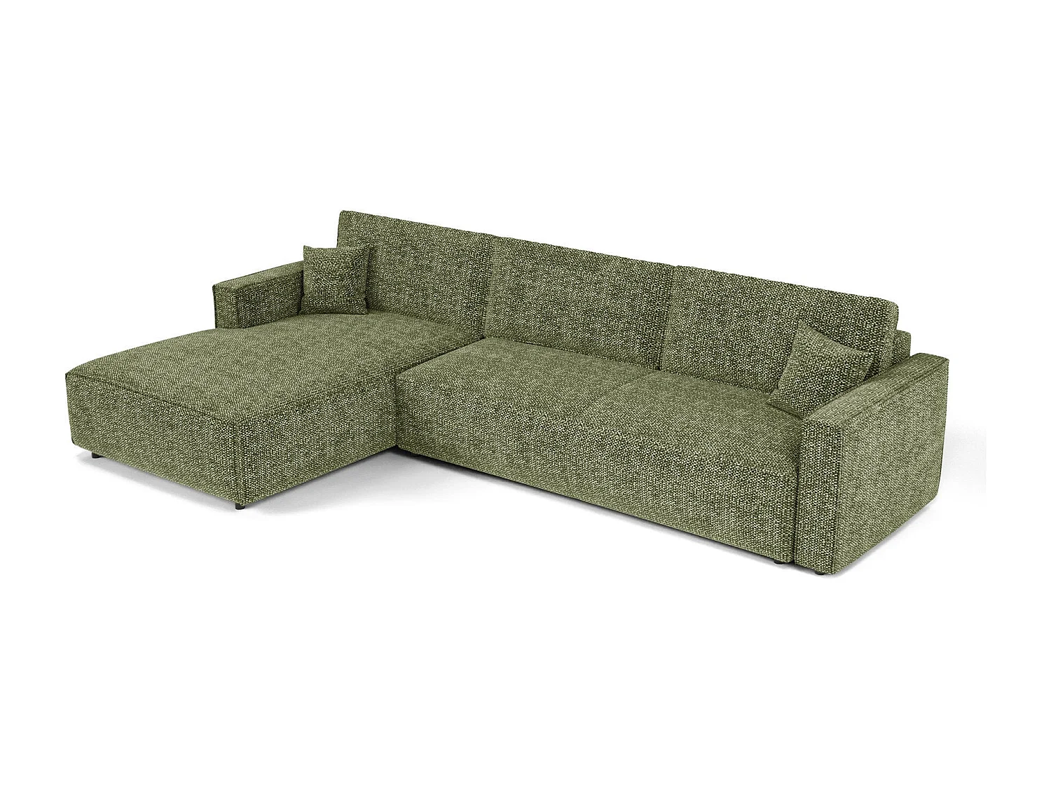 Canapé d'angle gauche convertible avec coffre  en Tissu effet tweed