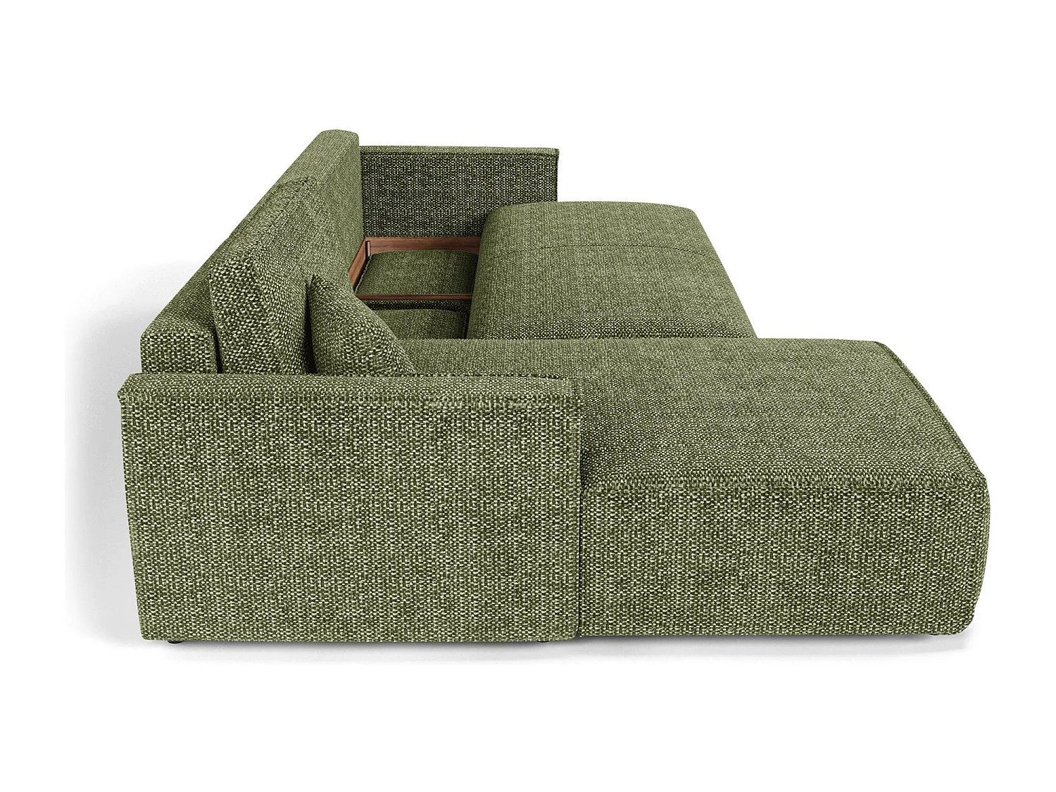 Canapé d'angle gauche convertible avec coffre  en Tissu effet tweed