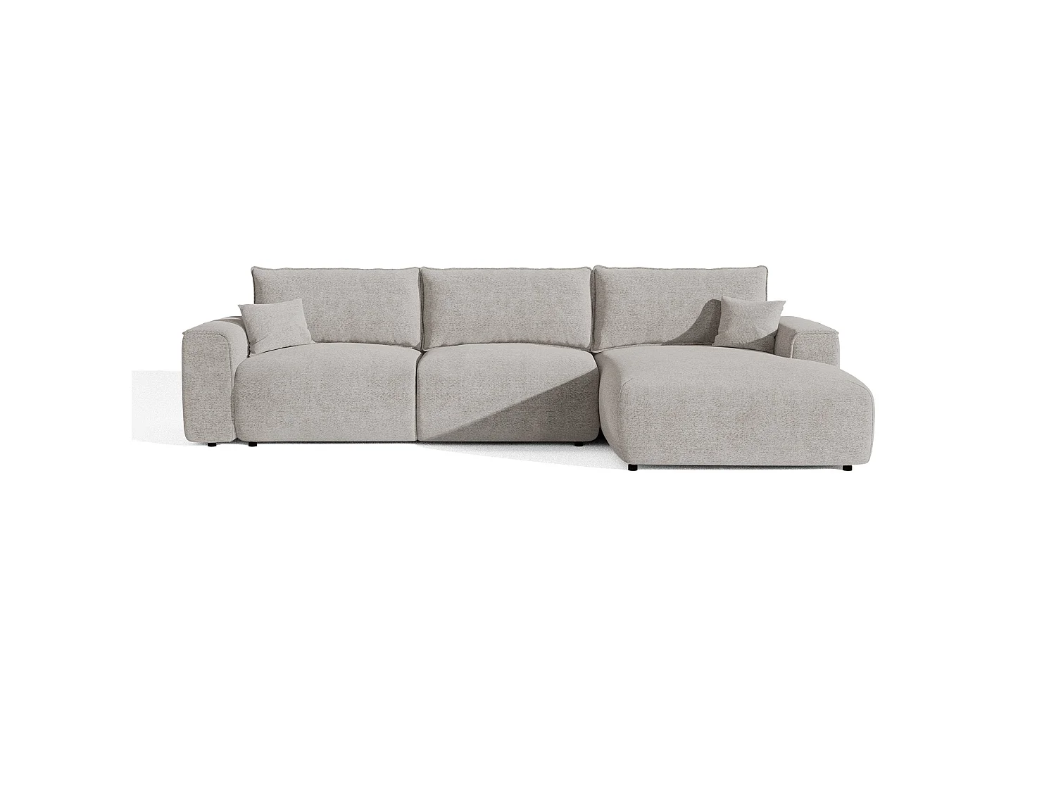Canapé d'angle droit convertible express COMO en Tissu bouclette