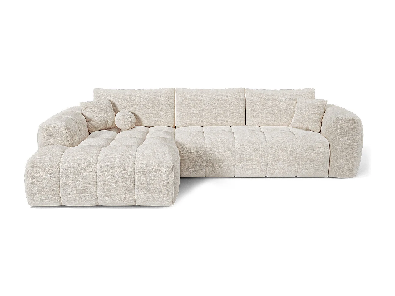 Canapé d'angle gauche convertible avec coffre SKY en Velours gaufré