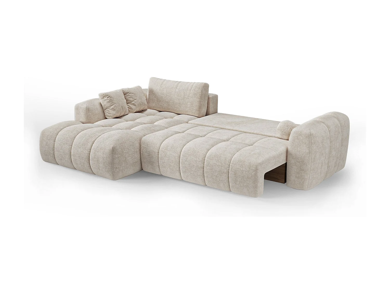 Canapé d'angle gauche convertible avec coffre SKY en Velours gaufré