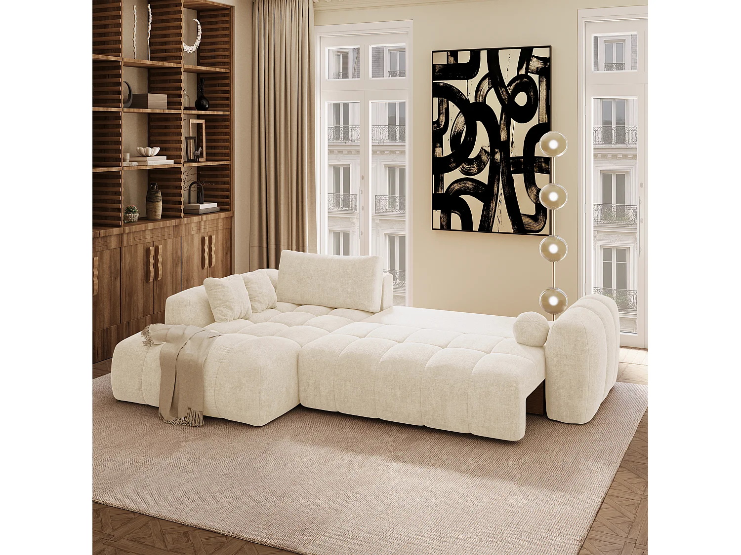 Canapé d'angle gauche convertible avec coffre SKY