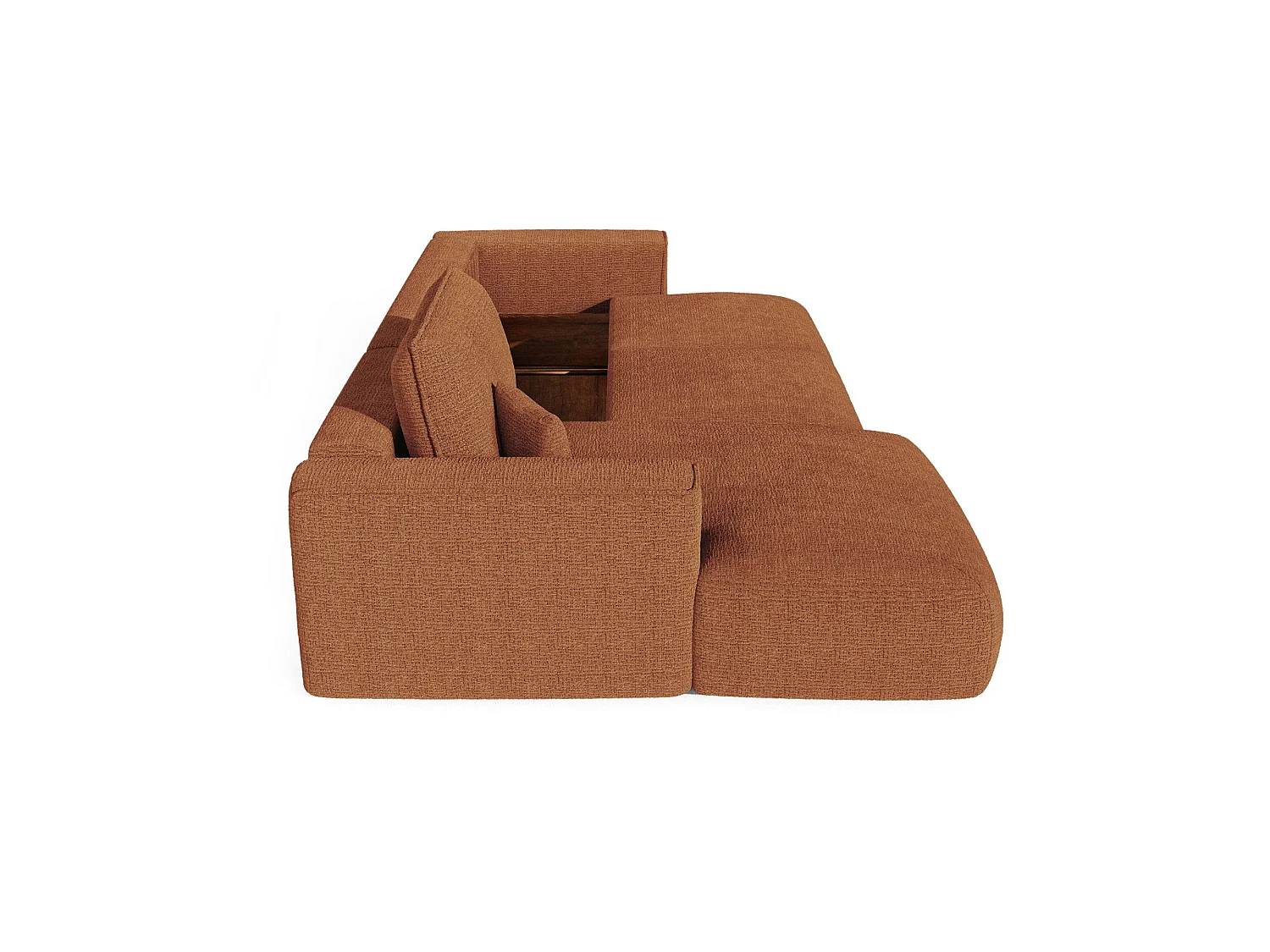 Canapé d'angle gauche convertible avec coffre COMO en Tissu tramé toucher doux
