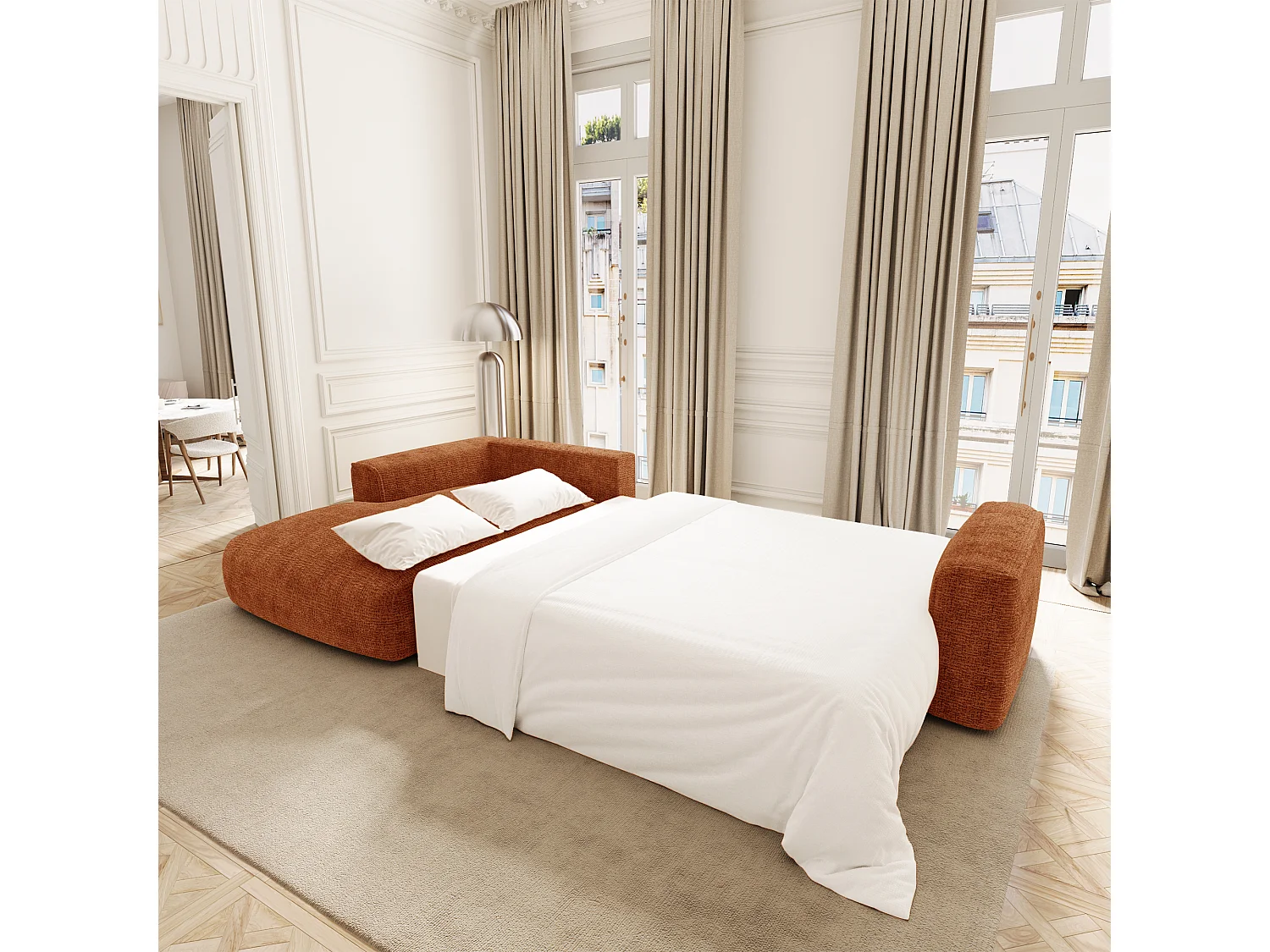 Canapé d'angle gauche convertible avec coffre COMO